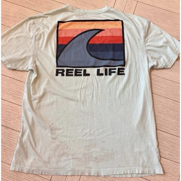 Reel Life Lt Green Cotton XL Short Sleeve T Shirt Outdoor Fishing Lightweight - Picture 6 of 8
